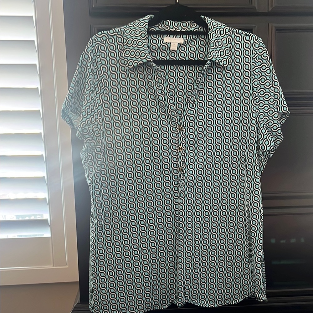Charter Club Black and White Casual Button Down Shirt